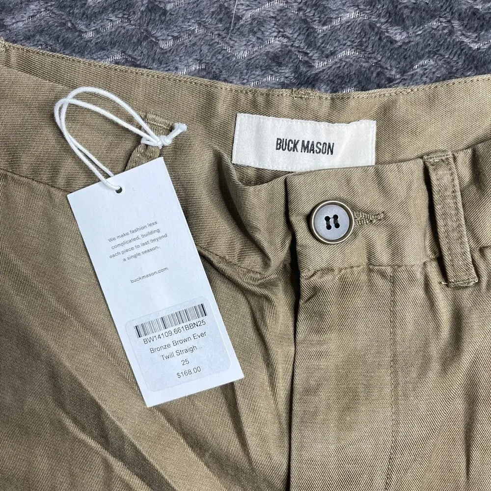 Buck Mason Bronze Brown Ever Twill Straigh leg size 25 NWT